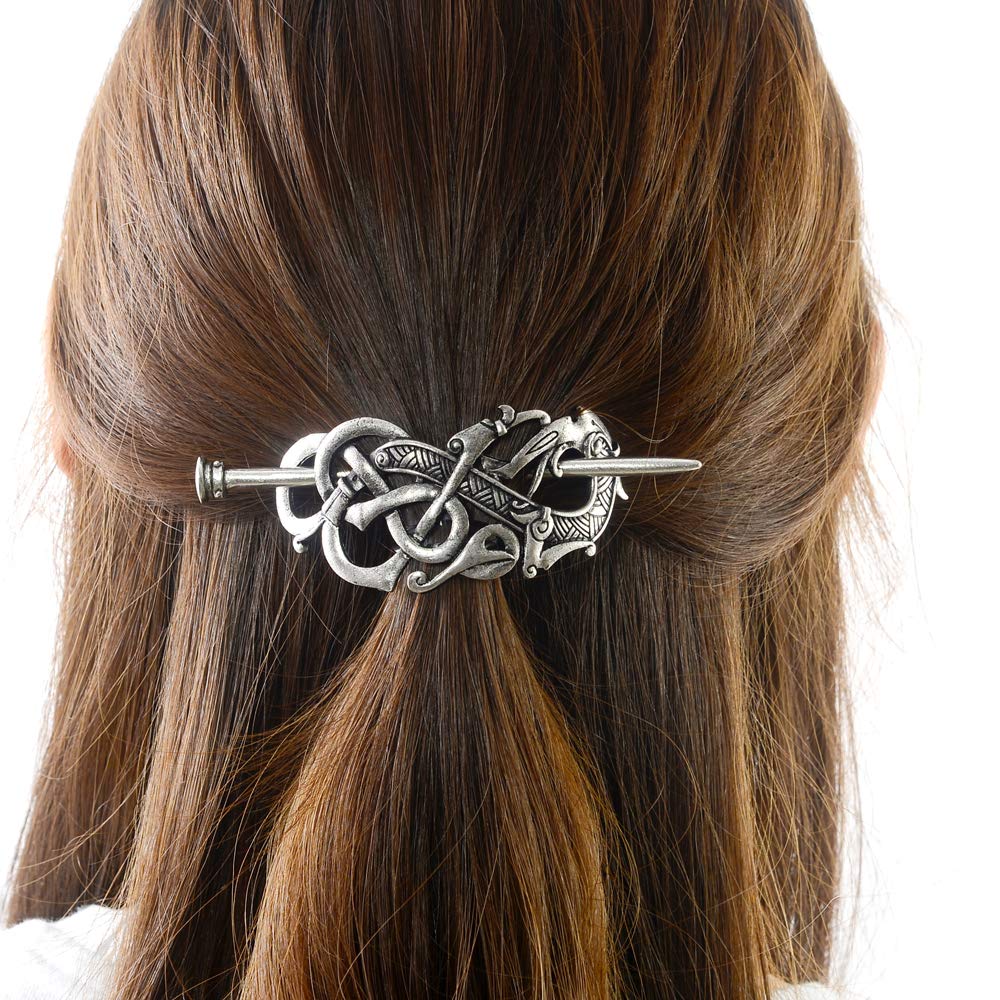 Viking Celtic Hair Slide Hairpins- Viking Hair Accessories Celtic Knot Hair Barrettes Antique Silver Hair Sticks Irish Hair Decor for Long Hair Beauty & Personal Care idavallen