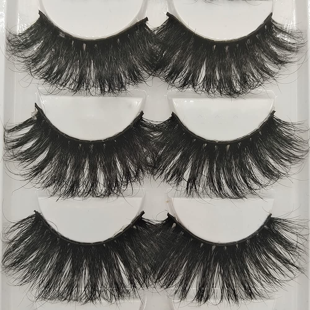 5 Pairs 3D Mink Lashes Natural Fluffy False Eyelashes 25mm Long Strip Lashes Handmade Cruelty-Free Fake Eyelashes for Makeup (K02) Beauty & Personal Care Xuanli
