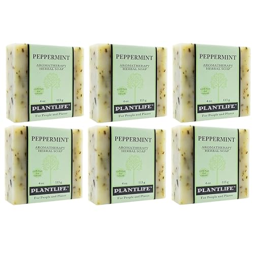 Plantlife Peppermint 6-pack Bar Soap - Moisturizing and Soothing Soap for Your Skin - Hand Crafted Using Plant-Based Ingredients - Made in California Beauty & Personal Care Plantlife