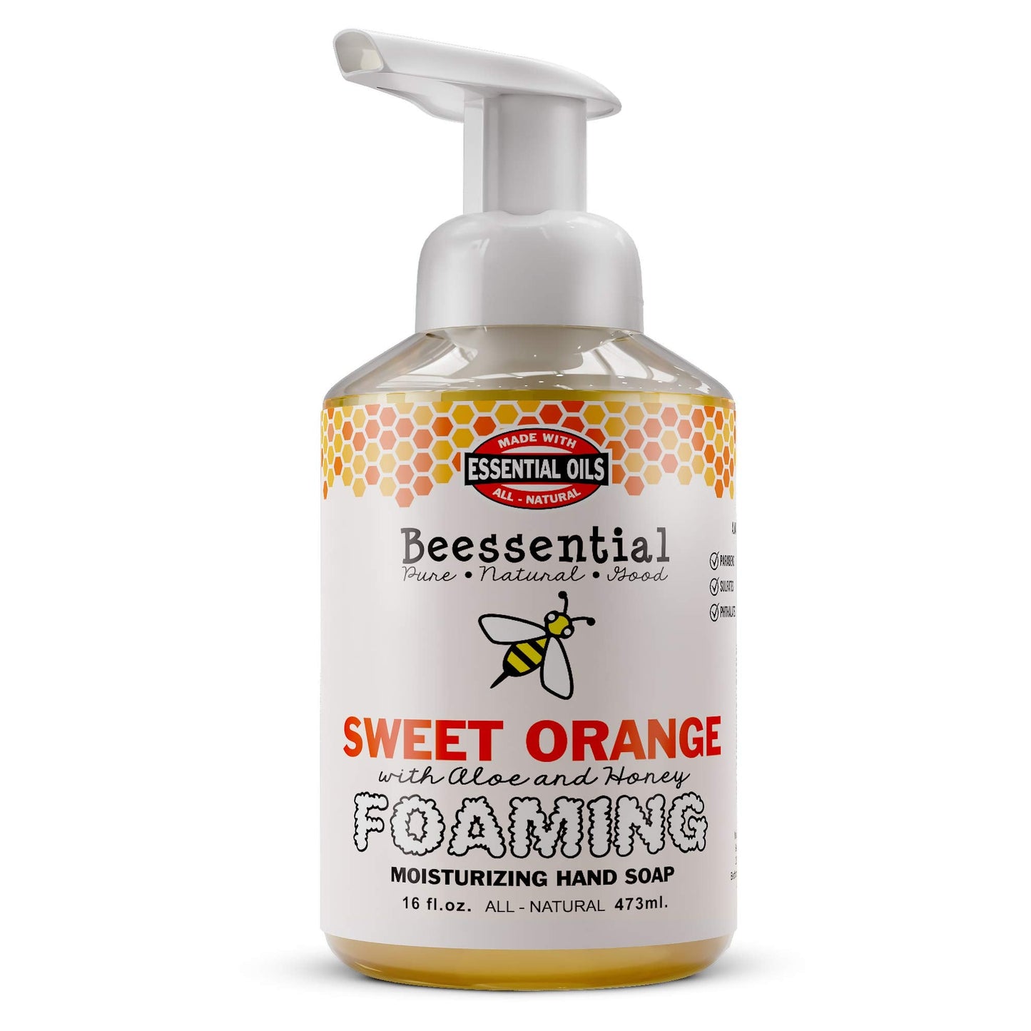 Beessential All Natural Bulk Foaming Hand Soap Refill, 16 oz Orange | Made with Moisturizing Aloe & Honey - Made in the USA Beauty & Personal Care Beessential