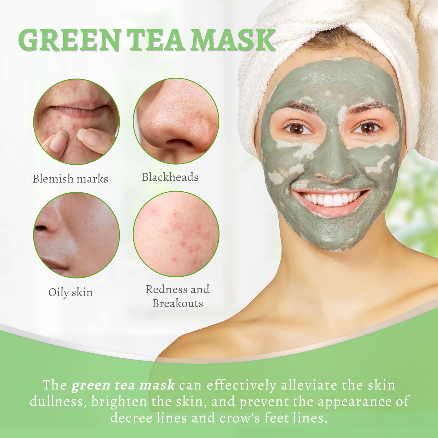 ANAI RUI Green Tea Mask, Clay Mask for Poreless Deep Cleanse, Green Tea Face Mask Blackhead Remover with Kaolin, Aloe, Collagen, Pore Minimizer Beauty & Personal Care ANAI RUI