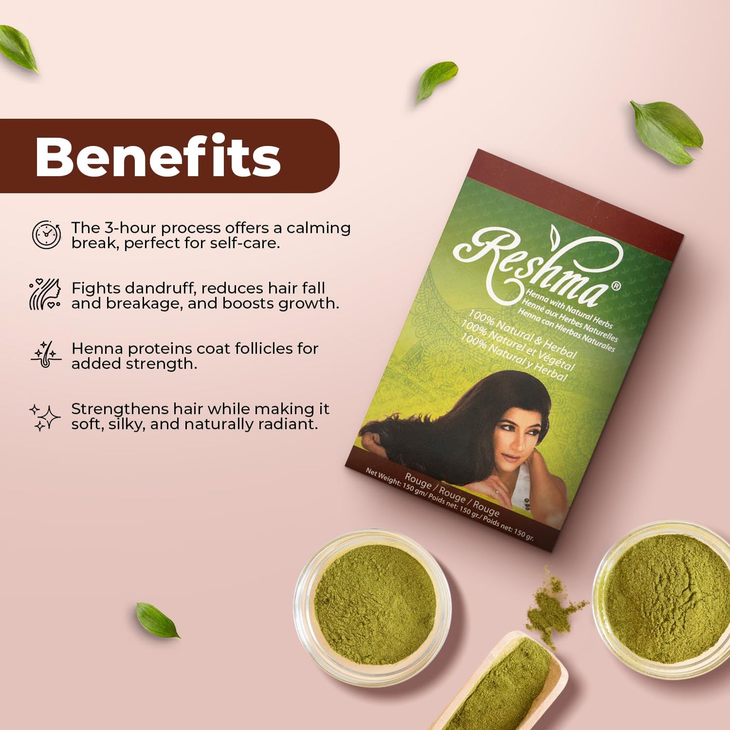 Reshma Beauty Ayurvedic Henna Hair Color Blend - Henna, Indigo & Herbal Extracts - Natural Red/Rouge Hair Color for Gray Blending - Heena Mehendi Beauty & Personal Care Reshma Beauty