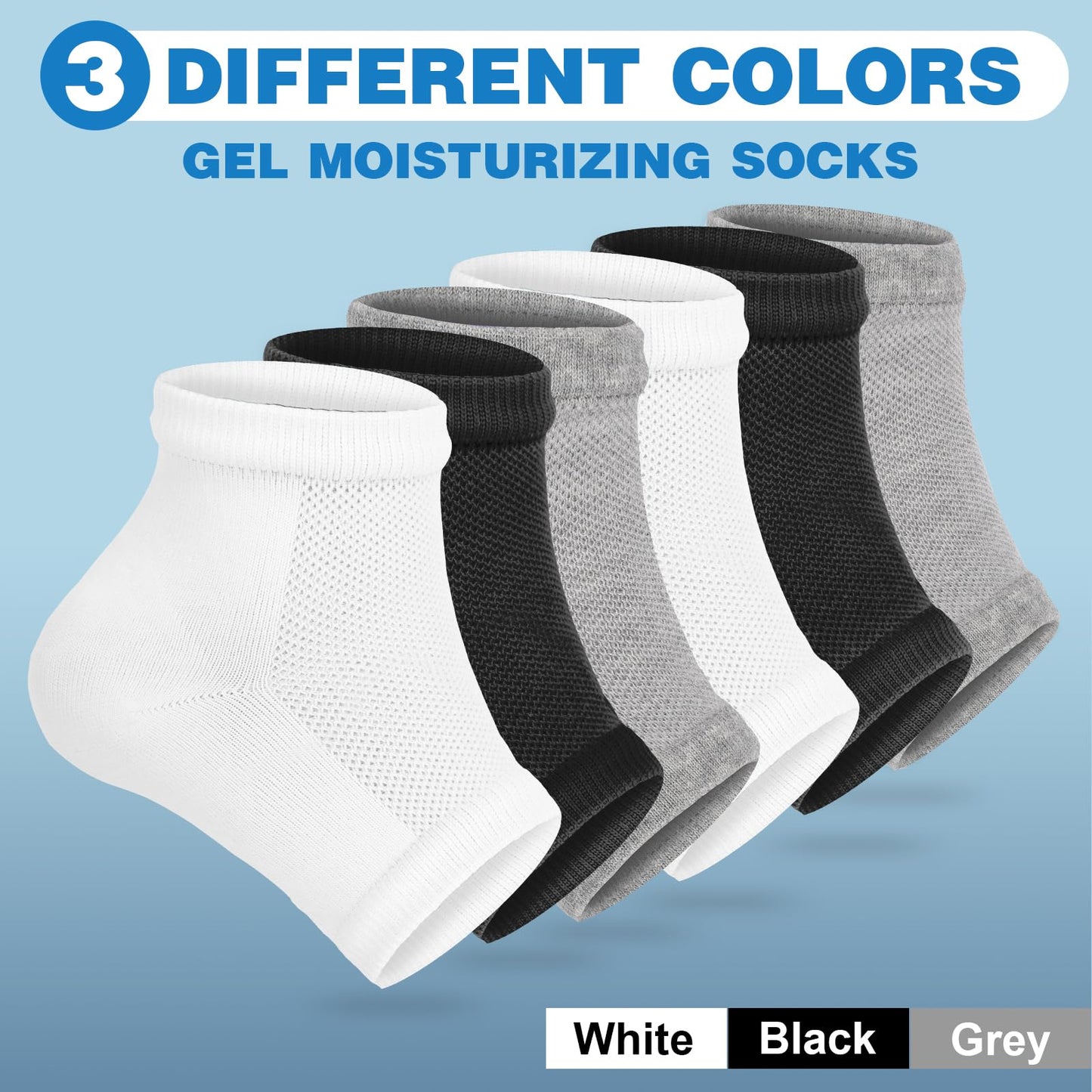 TEAWOO 6 Pairs Moisturizing Heel Socks for Cracked Heel Treatment, Foot Care Toeless Socks to Soften and Hydrate Dry Cracked Feet Heels, Cracked Heel Beauty and Personal Care TEAWOO