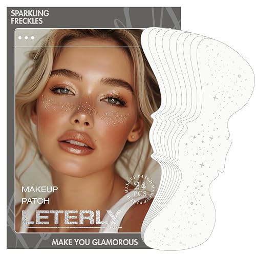 Leterly 24 Pcs Glitter Freckles Face Tattoo,Silver Face Glitter Makeup Patches Cute Sparkle Freckles Patches Waterproof Makeup Speckles for Face Beauty & Personal Care Leterly