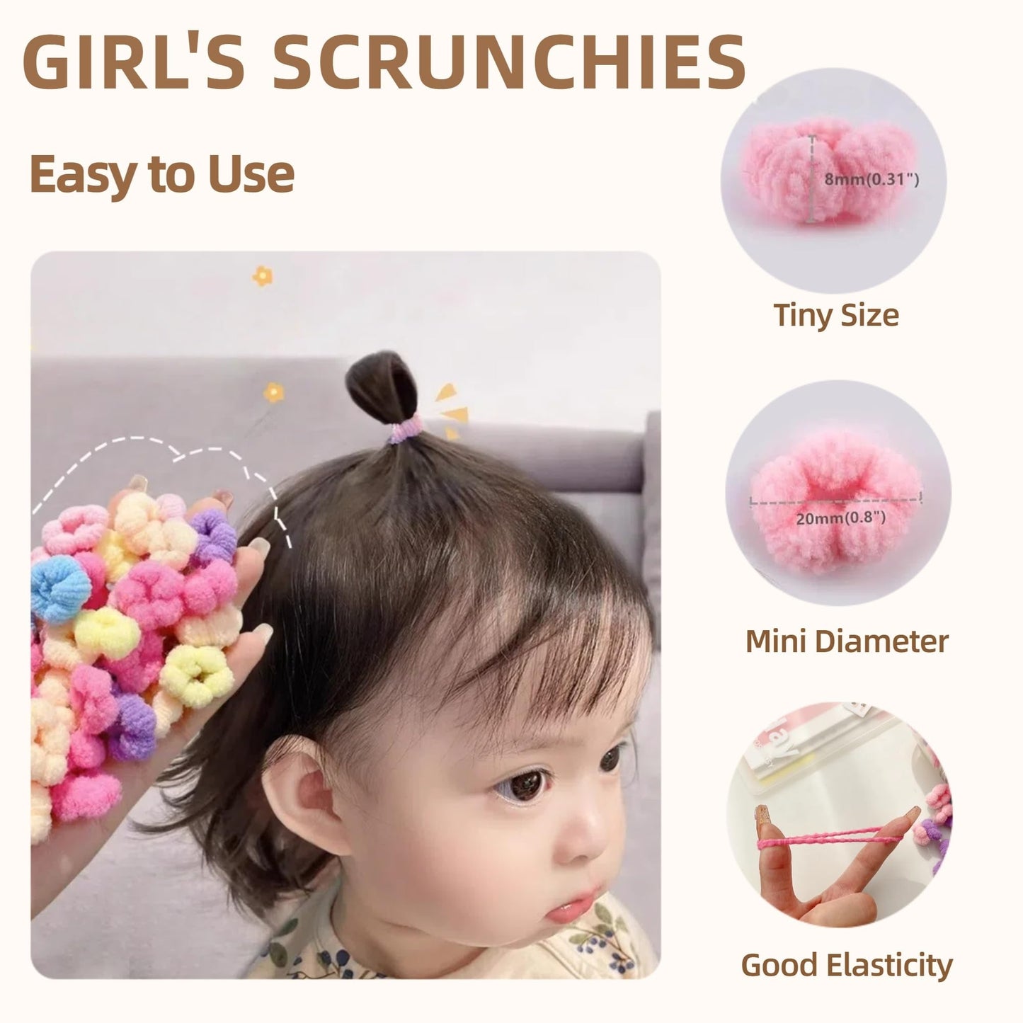 Small Hair Ties for Toddler Gilrs, Adult's Fine Hair,120pcs,No Damage Mini Hair ties for Baby, Kids,Soft Cotton Tiny Hair Tie,Seamless Hair Beauty and Personal Care WDGROW