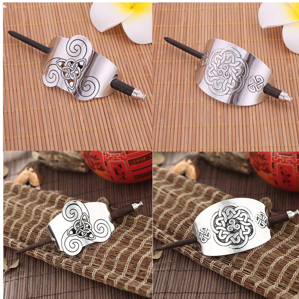 2 Pcs Celtic Hair Slide Braids Ponytail Holder Clips Hair Jewelry Viking Hair Accessories for Women Girls Beauty & Personal Care TAORANJU