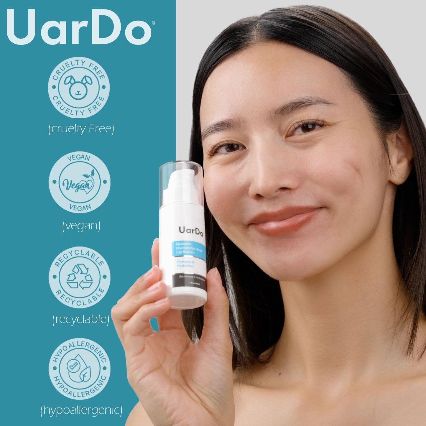 Uardo Quench Hyaluronic Acid Lip Serum 1 Fl Oz / 30 ml - usn108 - Moisturizes Lips - For Dry/Chapped Lips - Hydrating - Adds Plump - For Women and Men Beauty and Personal Care Uardo