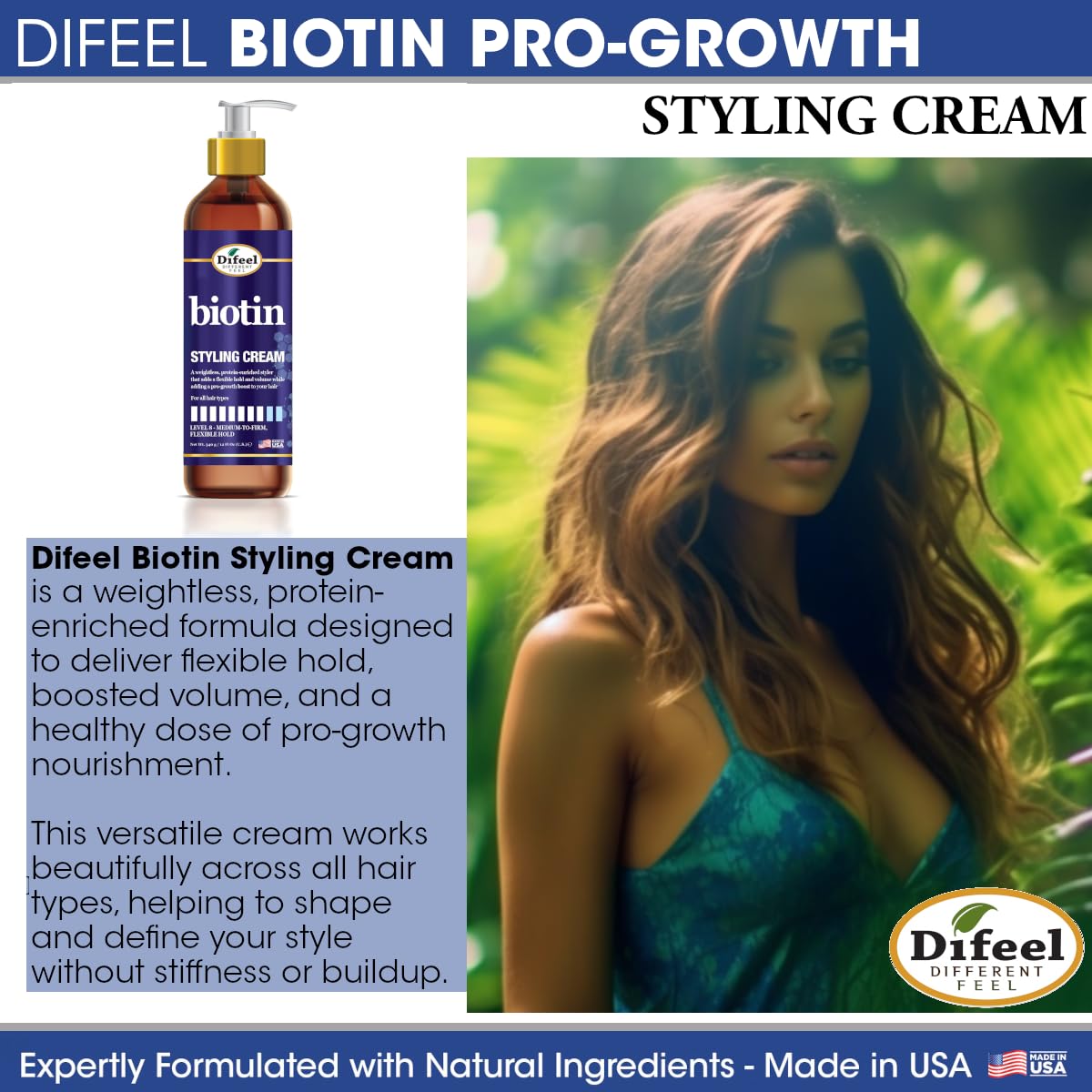 Difeel Biotin Styling Cream 12 ounce - Level 8:Medium-to-Firm, Flexible Hold Styling Cream Beauty & Personal Care Difeel