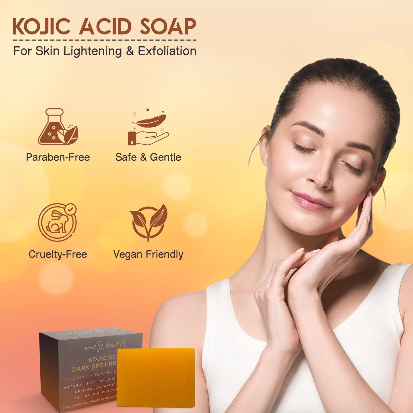 namY beautY Skin care soap, natural ingredients, vitamin C, collagen, turmeric, paraben free, vegan friendly, dark spot remover Beauty & Personal Care namY beautY