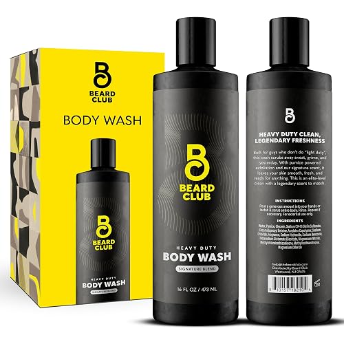 The Beard Club Mens Body Wash - Heavy Duty Shower Gel for Men with Exfoliating Clean, Rich Lather & Signature Scent - Men’s Body Wash for Deep Beauty & Personal Care The Beard Club