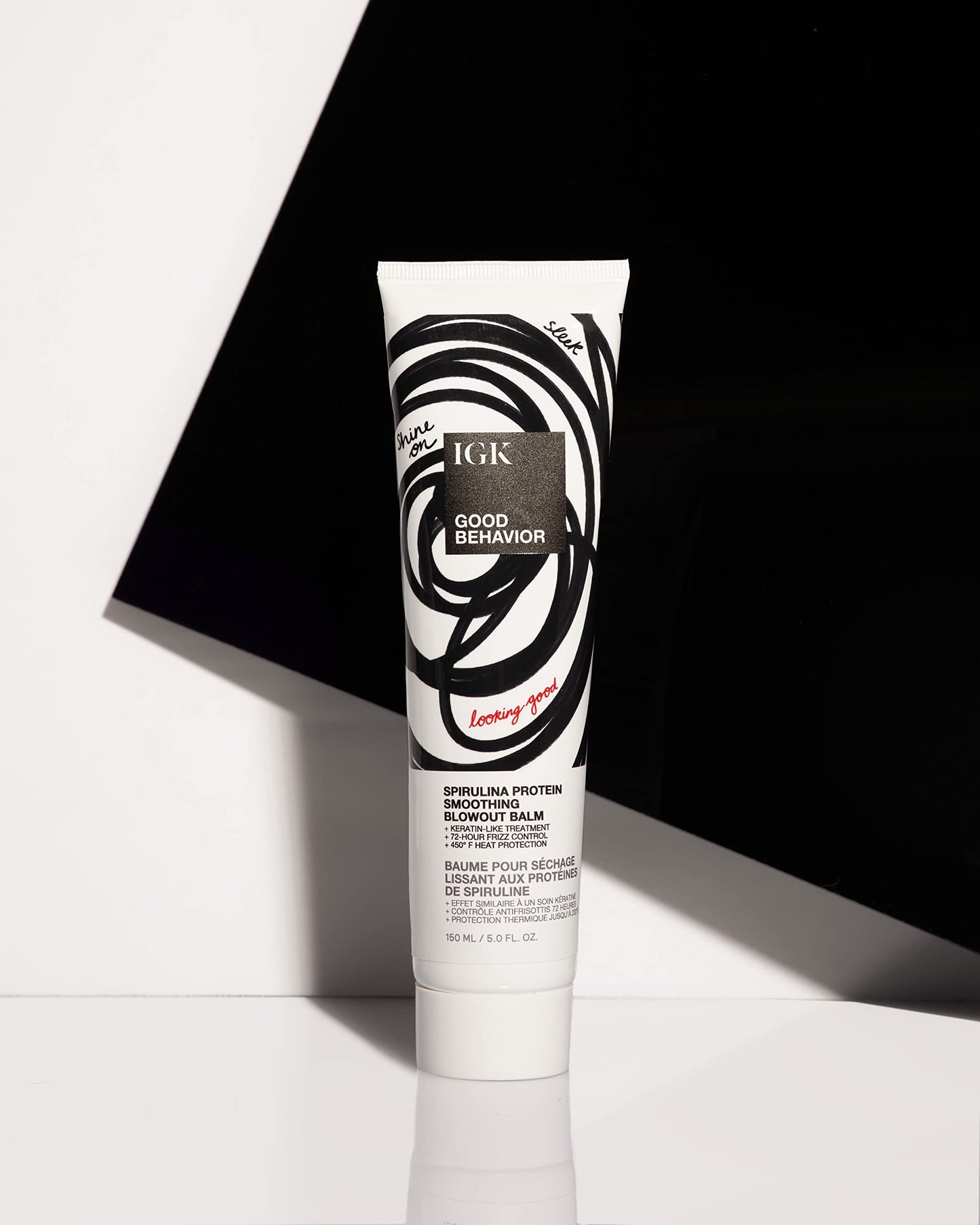 IGK GOOD BEHAVIOR Spirulina Protein Smoothing Blowout Balm | Keratin Like Treatment + Frizz Control + Heat Protectant | Vegan + Cruelty Free | 5 Oz Beauty & Personal Care IGK