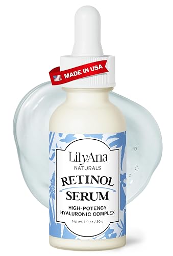 LilyAna Naturals Retinol Serum - Made in USA, Anti Aging Face Serum with Hyaluronic Acid and Vitamin E, Reduces Age Spots and Sun Damage, Promotes Beauty & Personal Care LilyAna Naturals