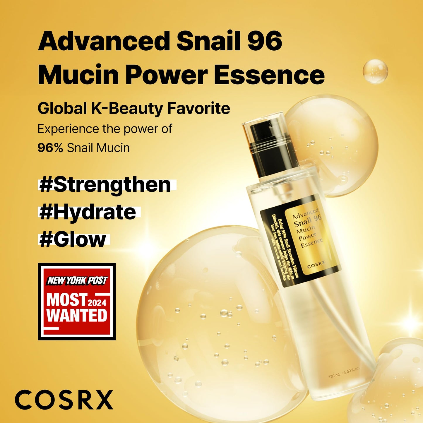 COSRX Snail Mucin 96% Repairing Serum, Hydrating Serum for Face with Snail Secretion Filtrate for Dull Skin & Fine Lines, 100ml, Korean Skin Care Beauty & Personal Care COSRX