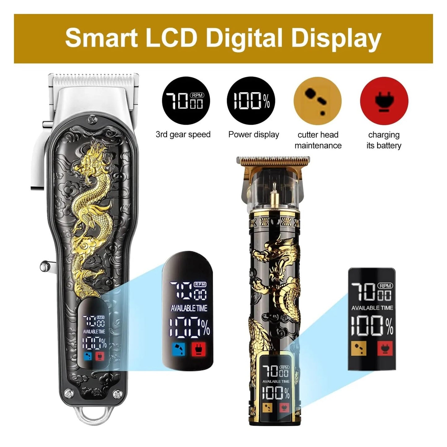 Razors Hair Clipper Electric LCD Hair Trimmer Cordless Shaver Trimmer 0mm Men Barber Hair Cutting Machine for Men Rechargeable USB(3) Beauty and Personal Care EWKYLSEM