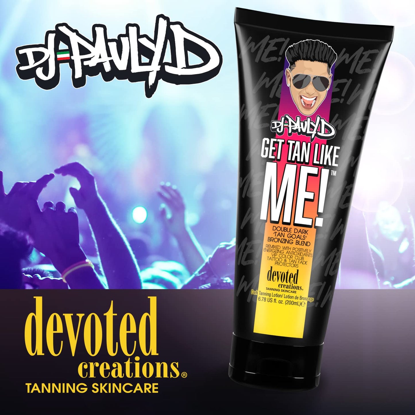 Devoted Creations DJ Pauly D Get Tan Like Me! Dark Tanning Lotion - Double Dark ‘Tan Goals’ Bronzing Blend - Remixed with Positively Energizing Beauty & Personal Care Devoted Creations