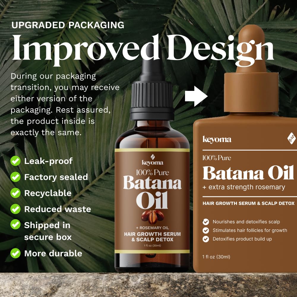 Keyoma Batana Oil for Hair Growth with Rosemary: Nourish & Detox Scalp for Thicker, Stronger, Longer Hair - 100% Organic Batana Oil from Honduras Beauty & Personal Care Keyoma
