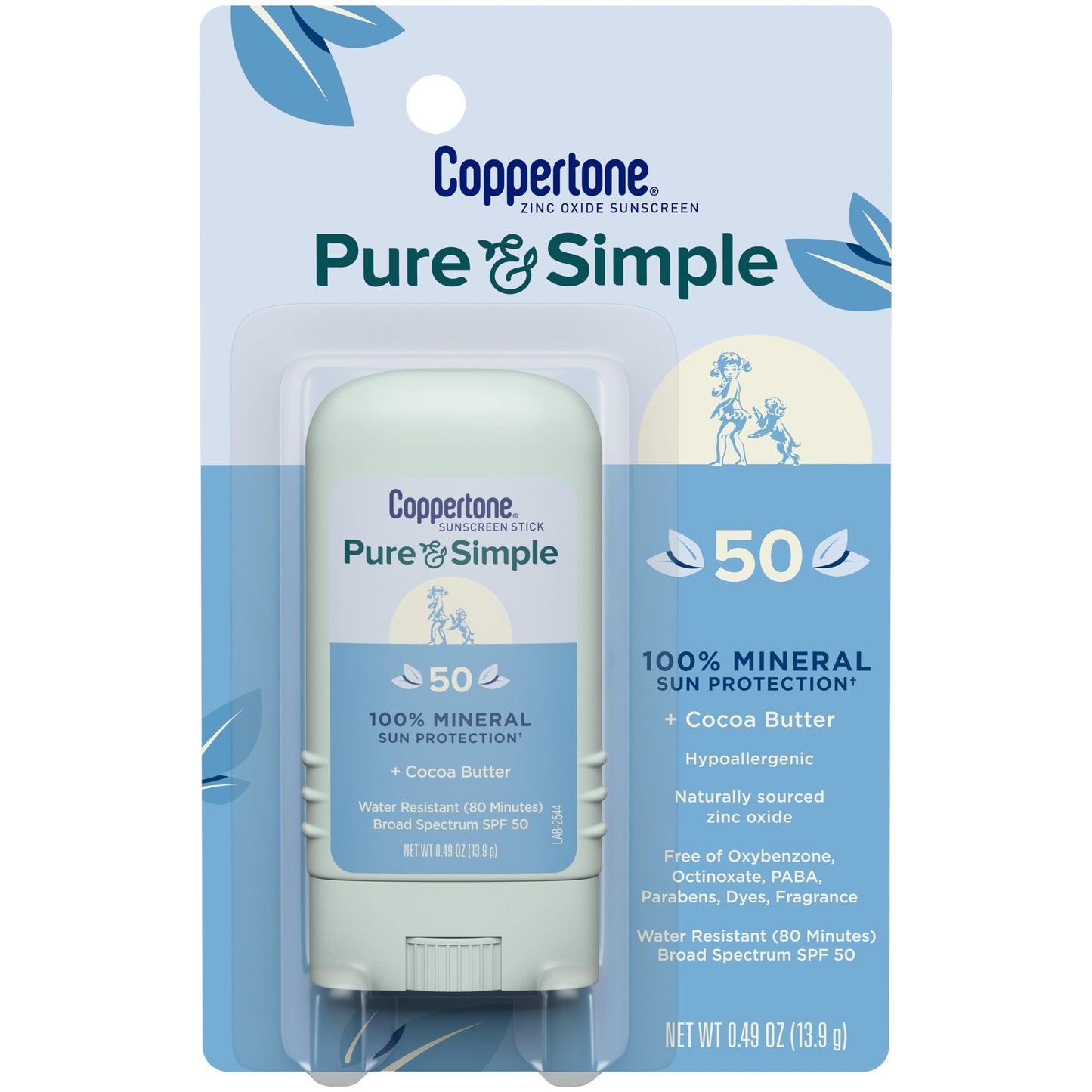 Coppertone Pure and Simple Mineral Sunscreen Stick SPF 50, Water Resistant, Hypoallergenic, Face Sunscreen with Broad Spectrum UVA/UVB Protection Beauty & Personal Care Coppertone