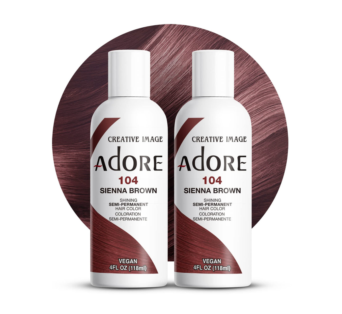 Adore Semi Permanent Hair Color (104 Sienna Brown) (2 Pack) | Vegan & Cruelty-Free Brown Hair Dye | No Ammonia, No Peroxide, No Alcohol | 4 Fl Oz Beauty & Personal Care Adore