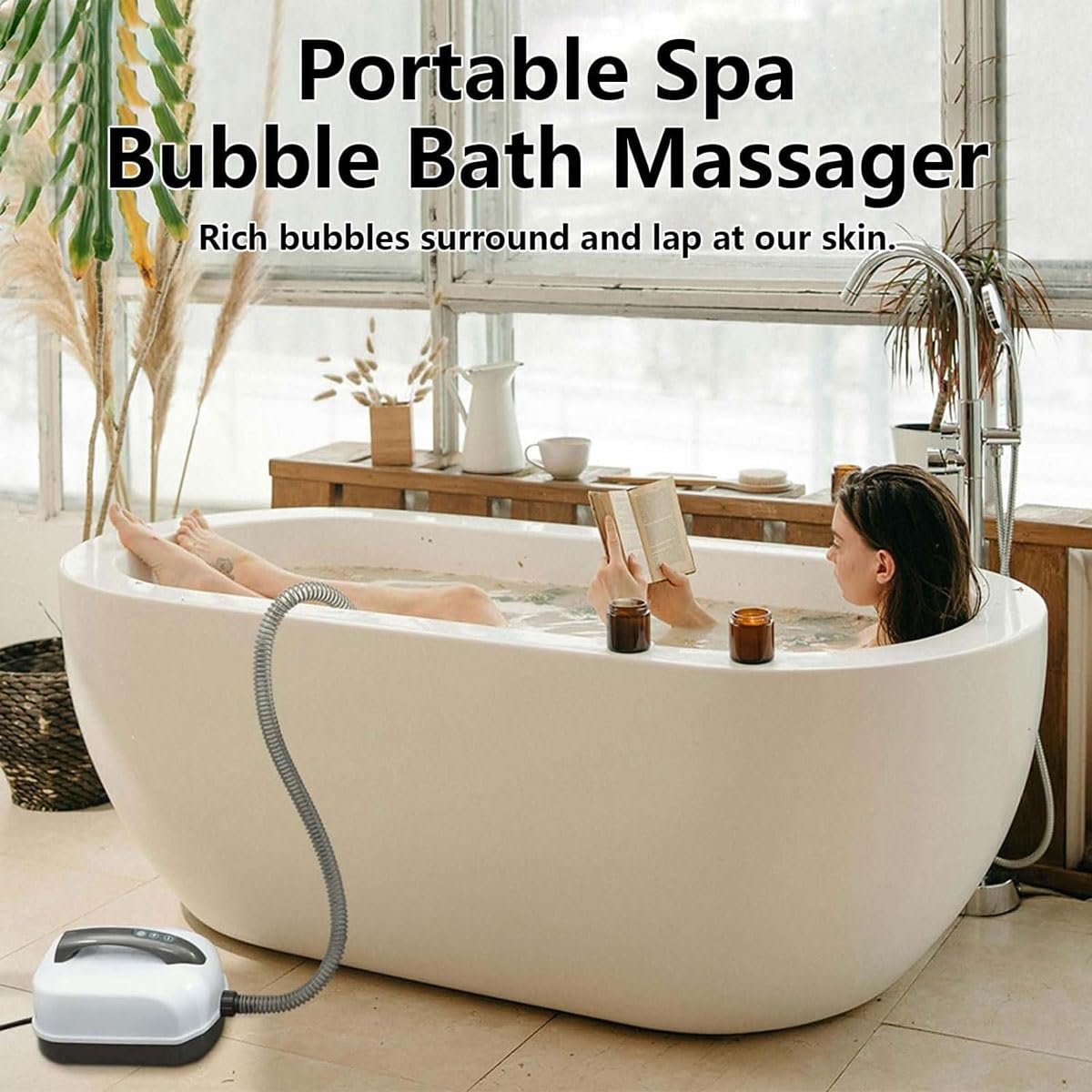 GHRERTX Inflatable Bathtub Bubble Massage Mat,Portable Adult Spa Bathtub with All-in-one Wavemaker and Air Pump,Adjustable Bubble Settings,Folding Beauty and Personal Care GHRERTX