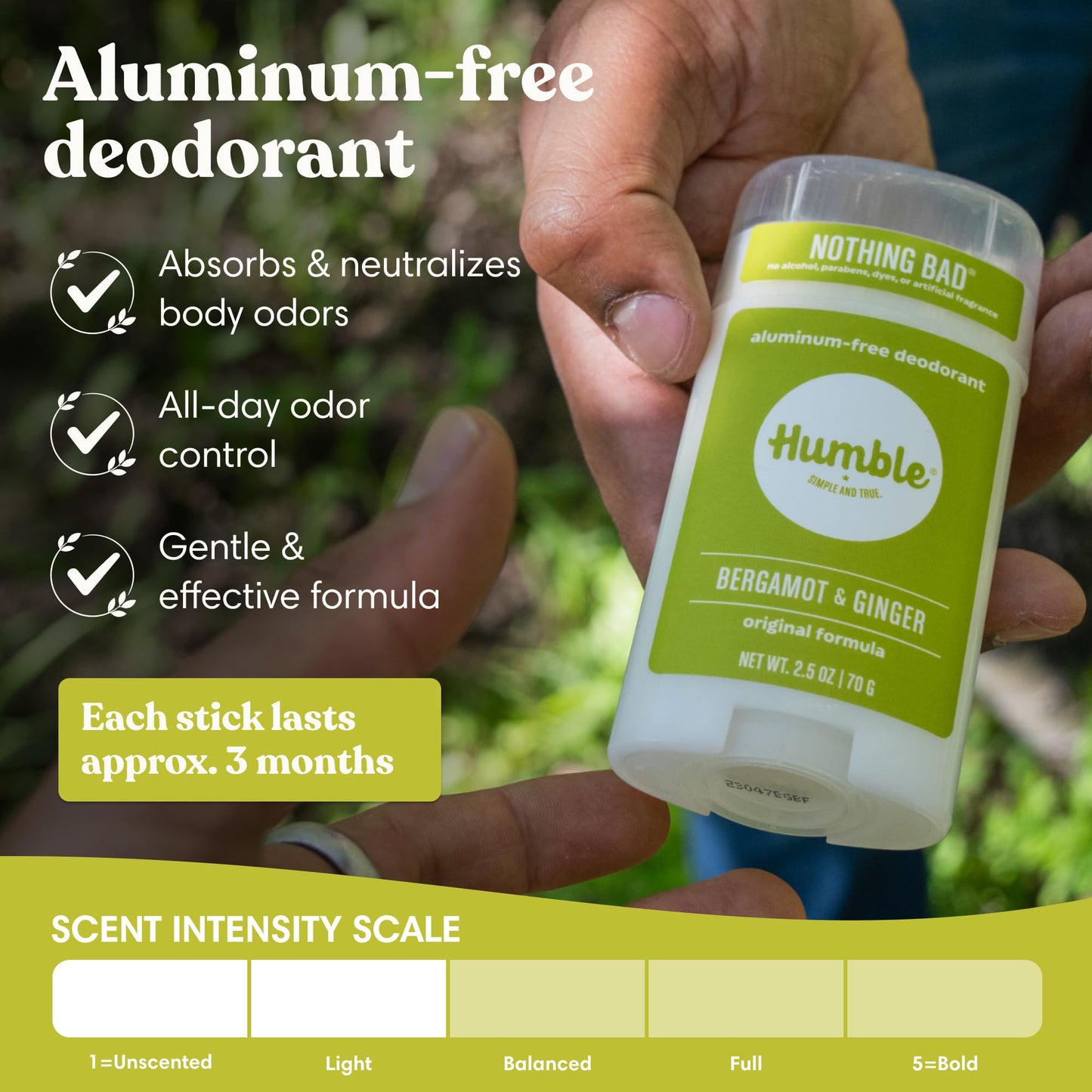Humble Aluminum-Free Deodorant for Women & Men, Bergamot & Ginger - Clean & Fresh Natural Deodorant Stick with Essential Oils for Long-Lasting Odor Beauty and Personal Care HUMBLE SIMPLE AND TRUE.
