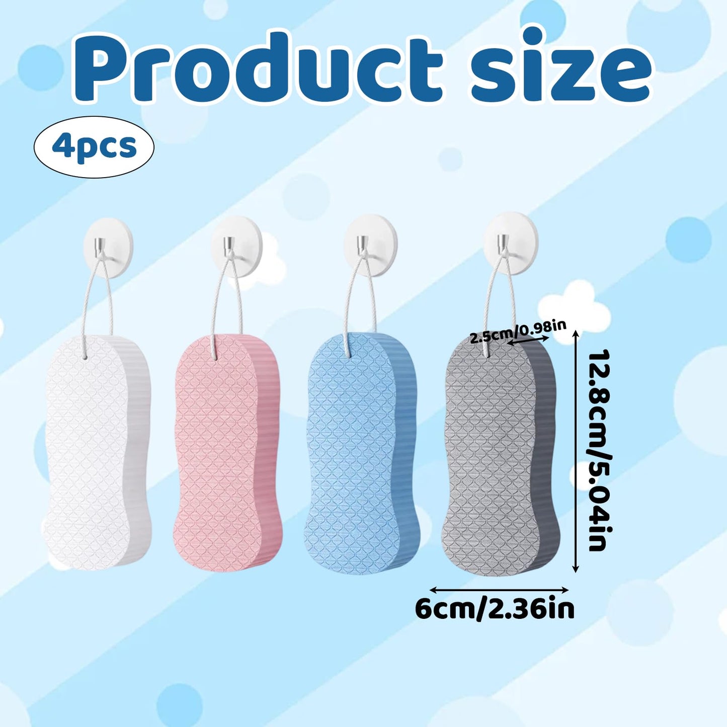 4PCS Magic Exfoliating Bath Sponge Set, Exfoliating Sponge, Exfoliating Bath Sponge Suitable for All Skin Types, Travel Friendly Beauty and Personal Care CZFSWT