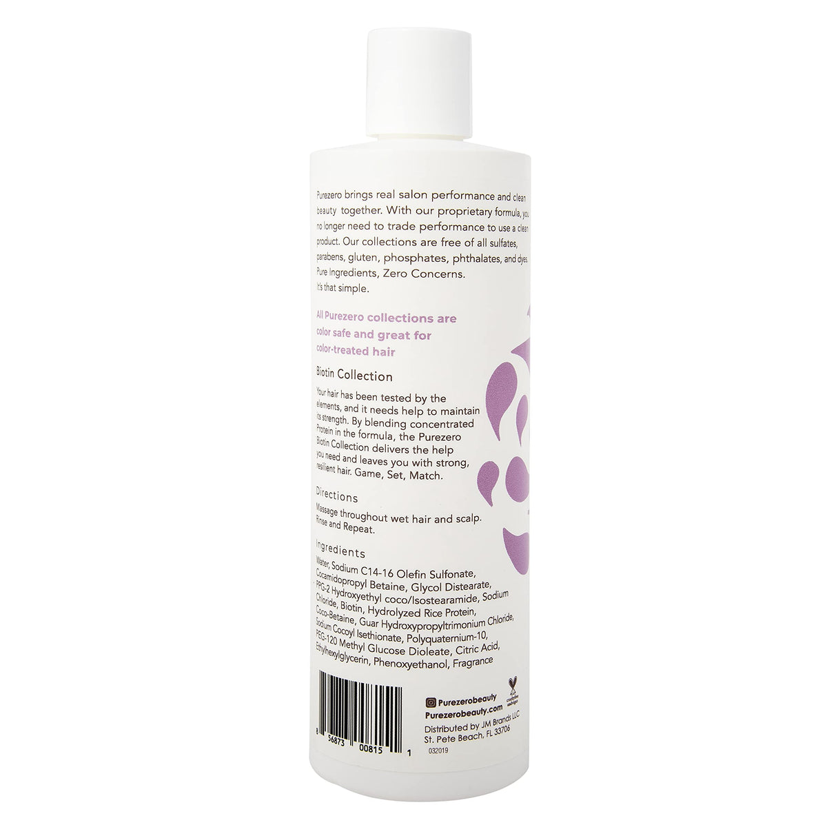 Purezero Biotin Strengthening Shampoo - 12 Fl Ounce - Volumizing, Thicker, Fuller Hair - Zero Sulfates, Parabens, Dyes, Gluten - 100% Vegan & Cruelty