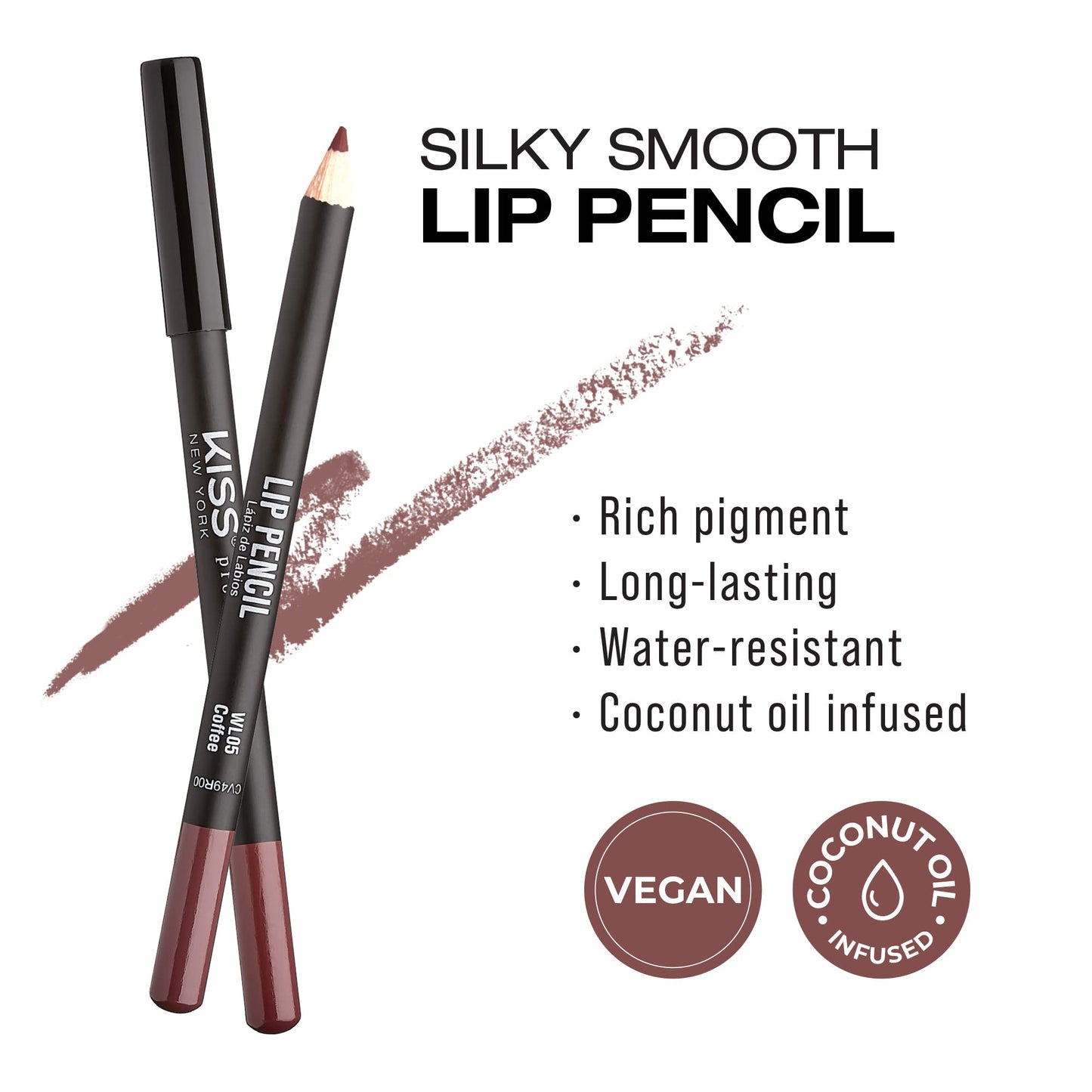 Kiss New York Professional Slim Long-Wear Lip Liner Pencil, Matte Finish Beauty & Personal Care Kiss