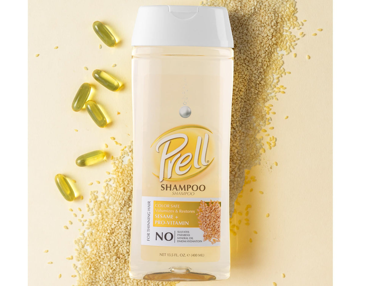 Prell Sesame + Pro-Vitamin Shampoo for Thinning Hair, Color Safe, Volumizes & Restores 13.5 fl. oz.