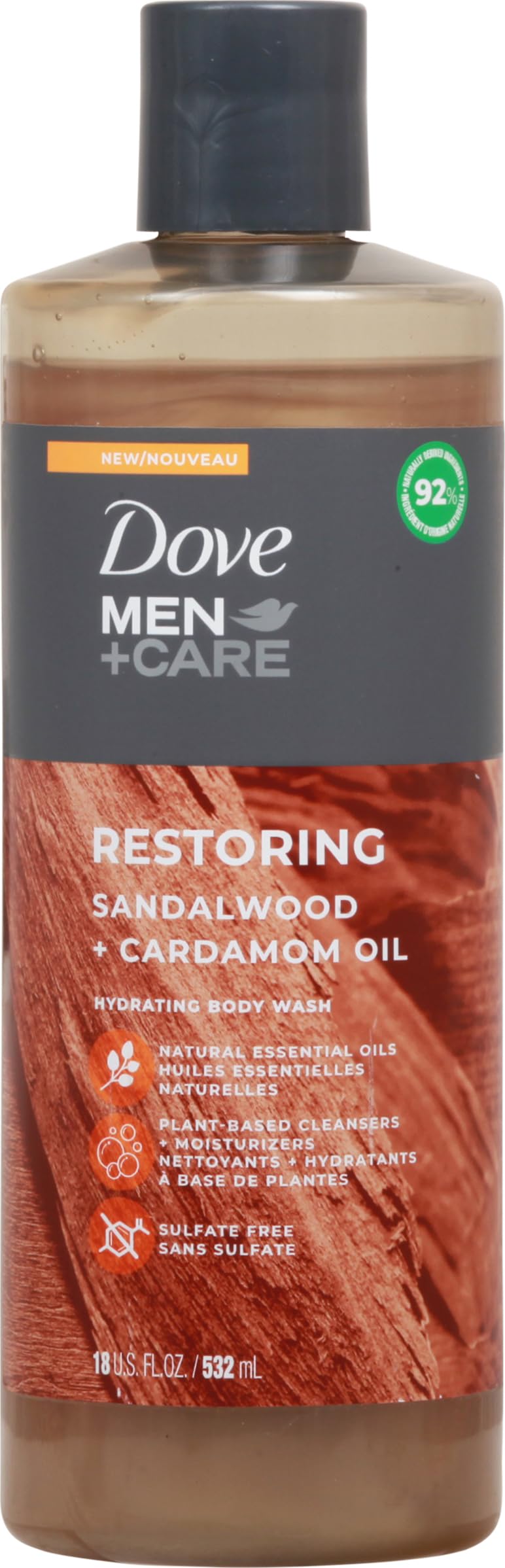 DOVE MEN + CARE Body Wash Sandalwood + Cardamom Oil to Rebuild Skin in the Shower with Plant-Based Cleansers and Moisturizers 18 oz Beauty & Personal Care DOVE MEN + CARE