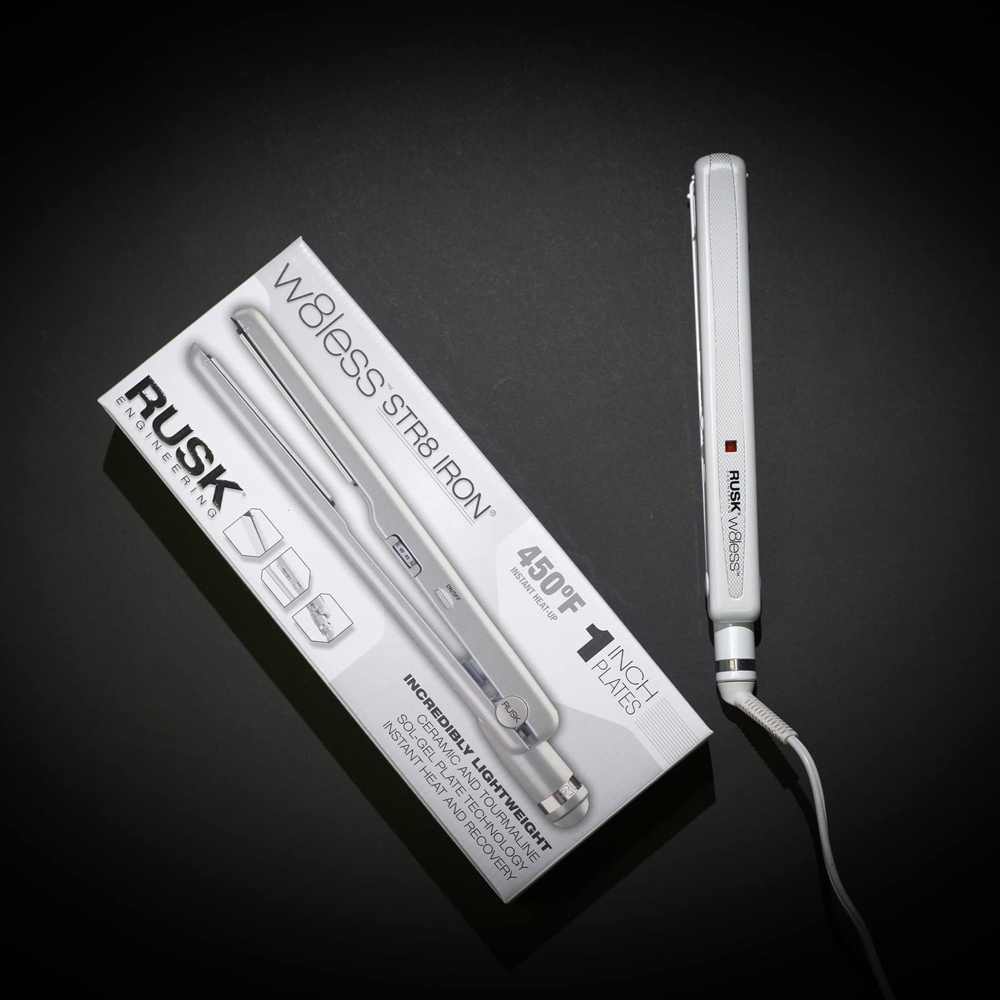 RUSK Engineering W8less Professional Ceramic and Tourmaline Str8 Iron, 1 Inch, Lightweight, Infused with Tourmaline Gemstone, Combined with Sol-Gel Beauty & Personal Care RUSK