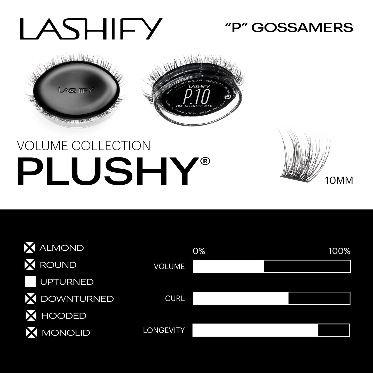 Lashify Plushy 10mm Gossamer Lashes in Black, Easy DIY False Lashes for a Voluminous Yet Still Natural Look Beauty & Personal Care Lashify