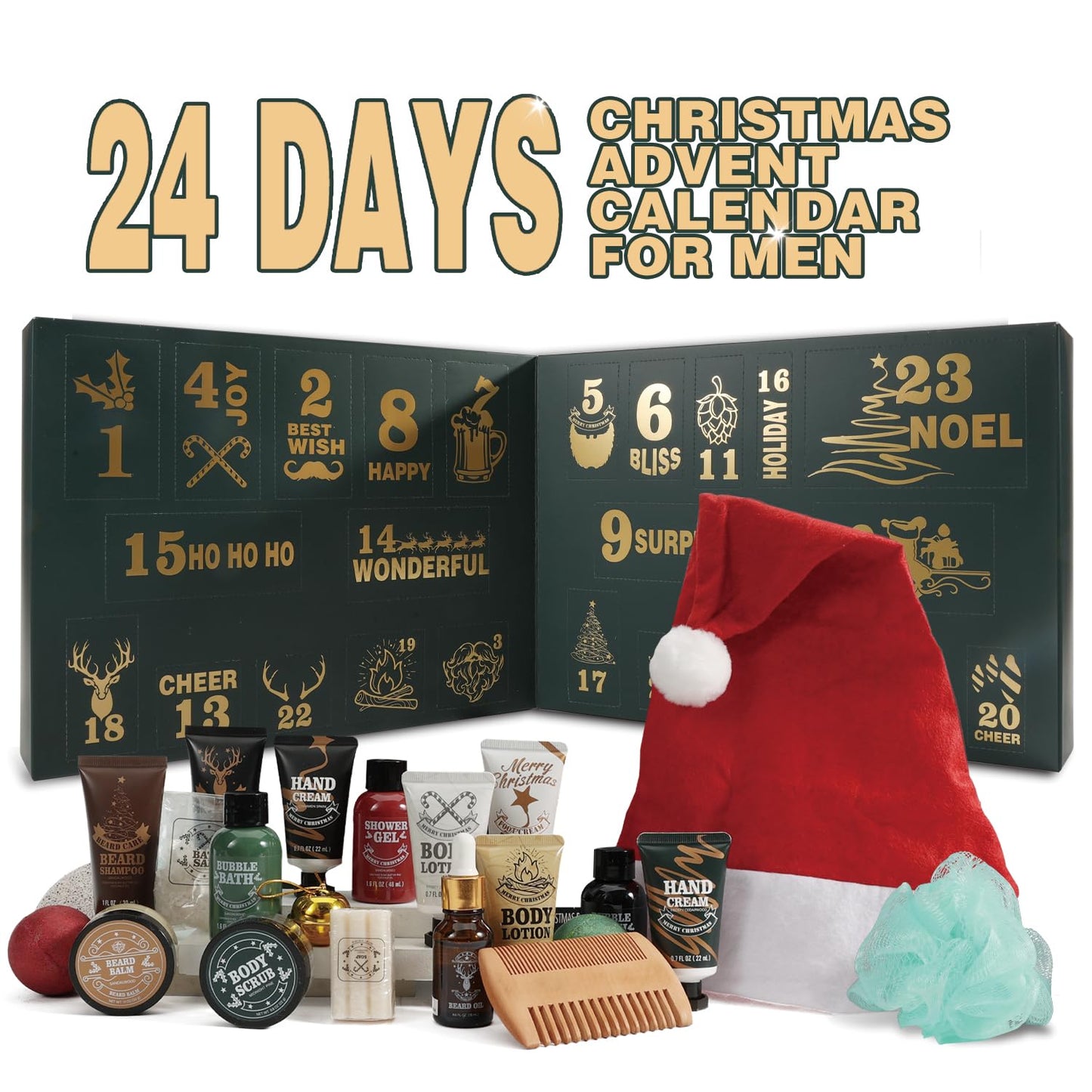 BODY & EARTH 2025 Advent Calendar for Men Christmas Holiday Gifts 24 Days of Countdown Calendar, Advent Beauty Calendar 2025 Adult 24PCS Beard Care Beauty and Personal Care BODY & EARTH