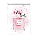 Stupell Industries Pink Flower Perfume Fashion Glam, Design by Amanda Greenwood White Framed Wall Art, 24 x 30 Beauty & Personal Care Stupell Industries