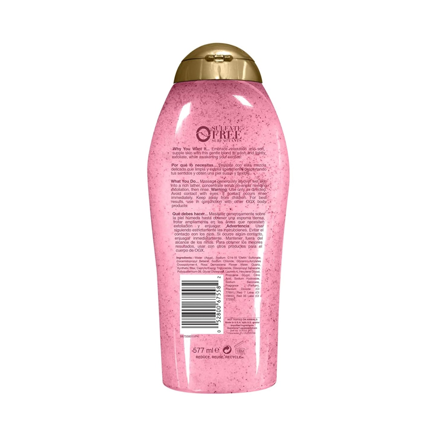 OGX Sensitive + Rose Water & Pink Sea Salt Exfoliating Body Scrub + Rose Quartz, Gentle Exfoliating Daily Body Wash Softens Skin, Body Scrub Beauty & Personal Care OGX