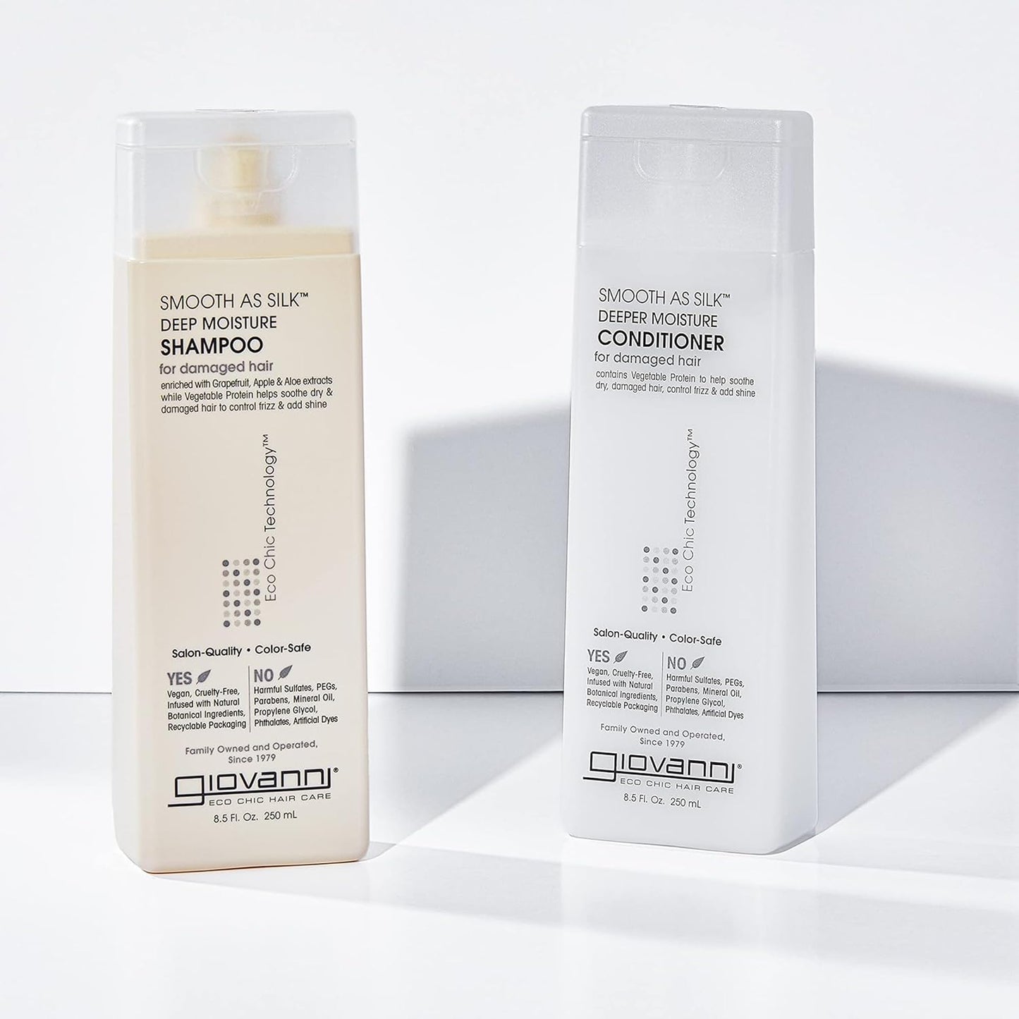 GIOVANNI Eco Chic Smooth as Silk Deep Moisture Shampoo & Conditioner Set - Aloe Extract, Calms Frizz, Detangles, Lauryl & Laureth Sulfate Free Beauty & Personal Care GIOVANNI