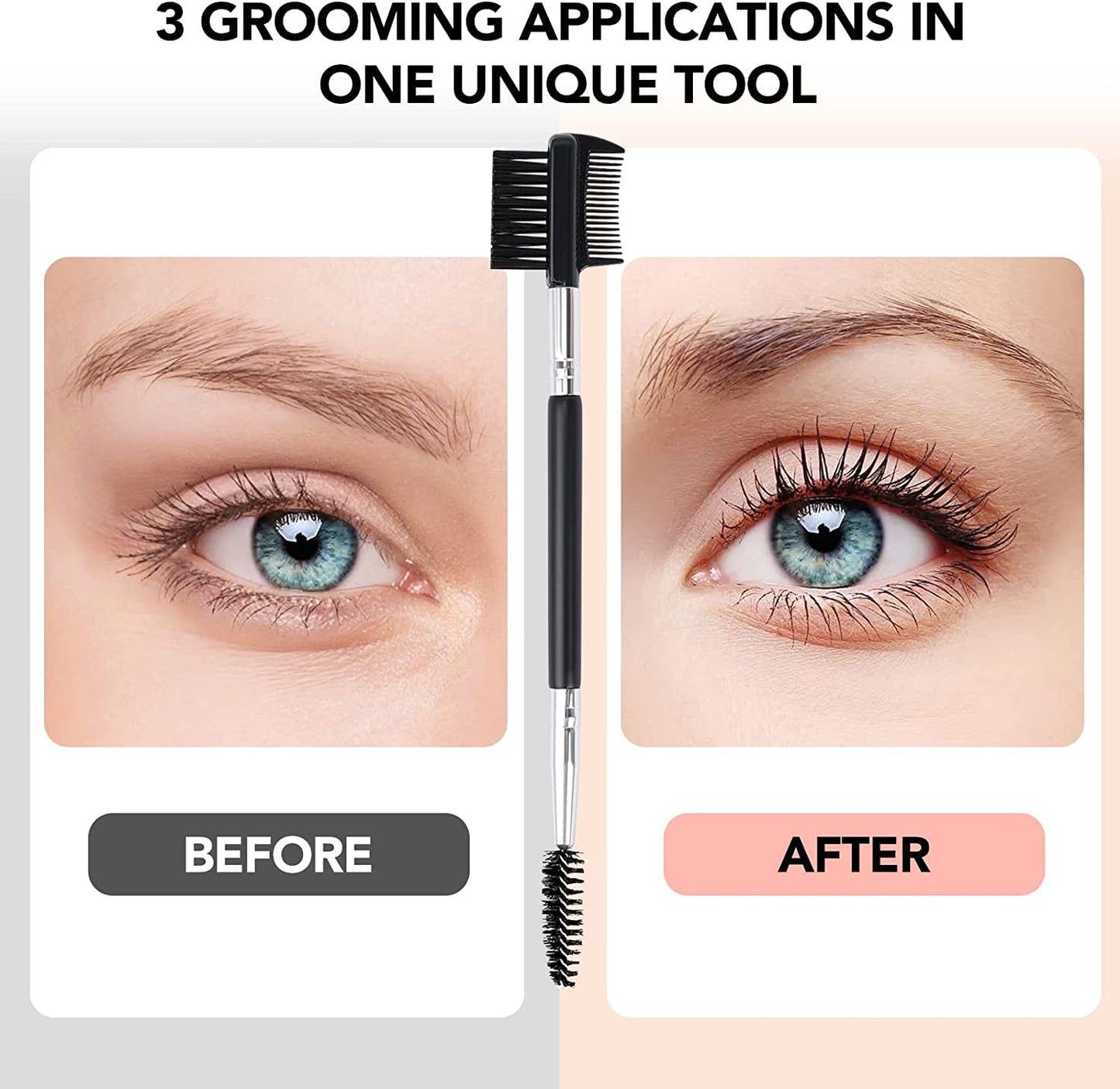2pcs 3 Head Eyebrow Eyelash Shaper Eyelash Comb Double Head Brush Makeup Grooming Tool Cosmetic with 3 Different Spoolie Brushes for Separating Beauty & Personal Care MUIIGOOD