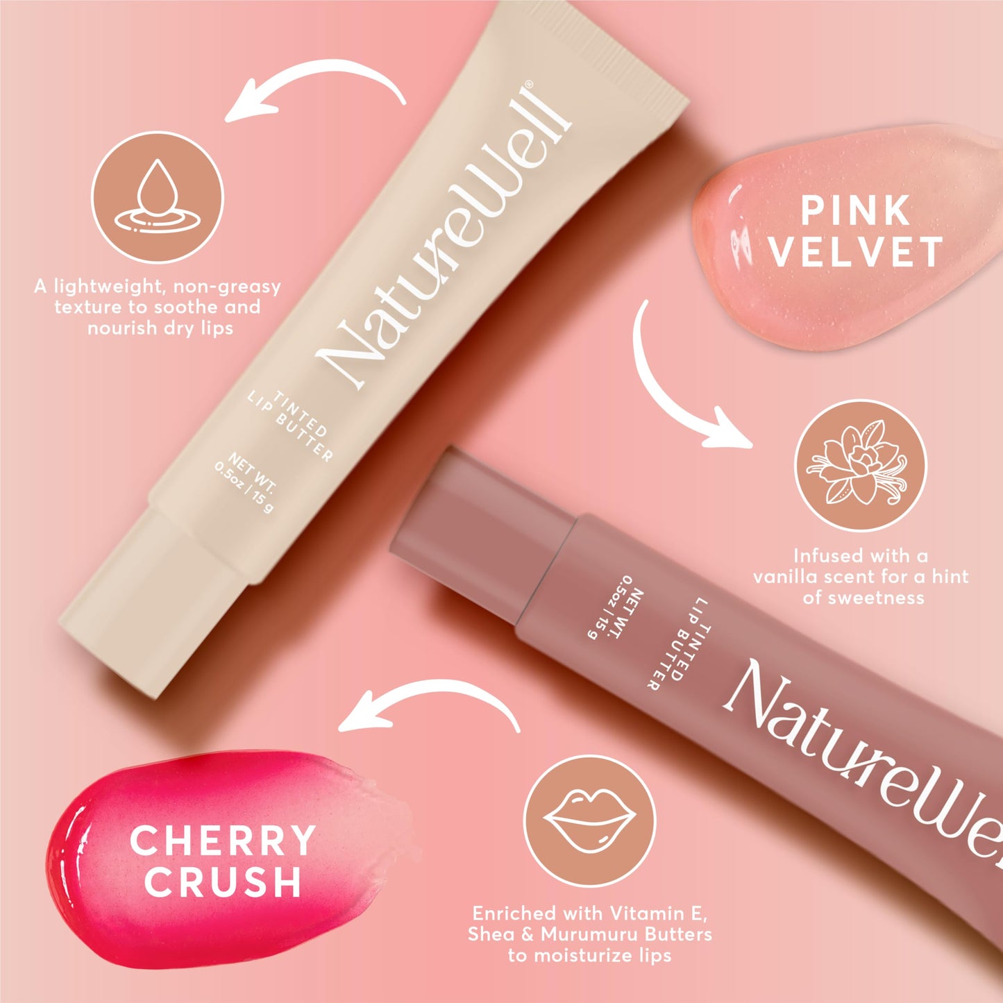 NATURE WELL Tinted Lip Butter Variety Pack, Shear & Subtle Tinted Moisturizing Balms, Vanilla Scented, Lightweight & Non-Greasy, Vitamin E, Shea Beauty & Personal Care NATURE WELL
