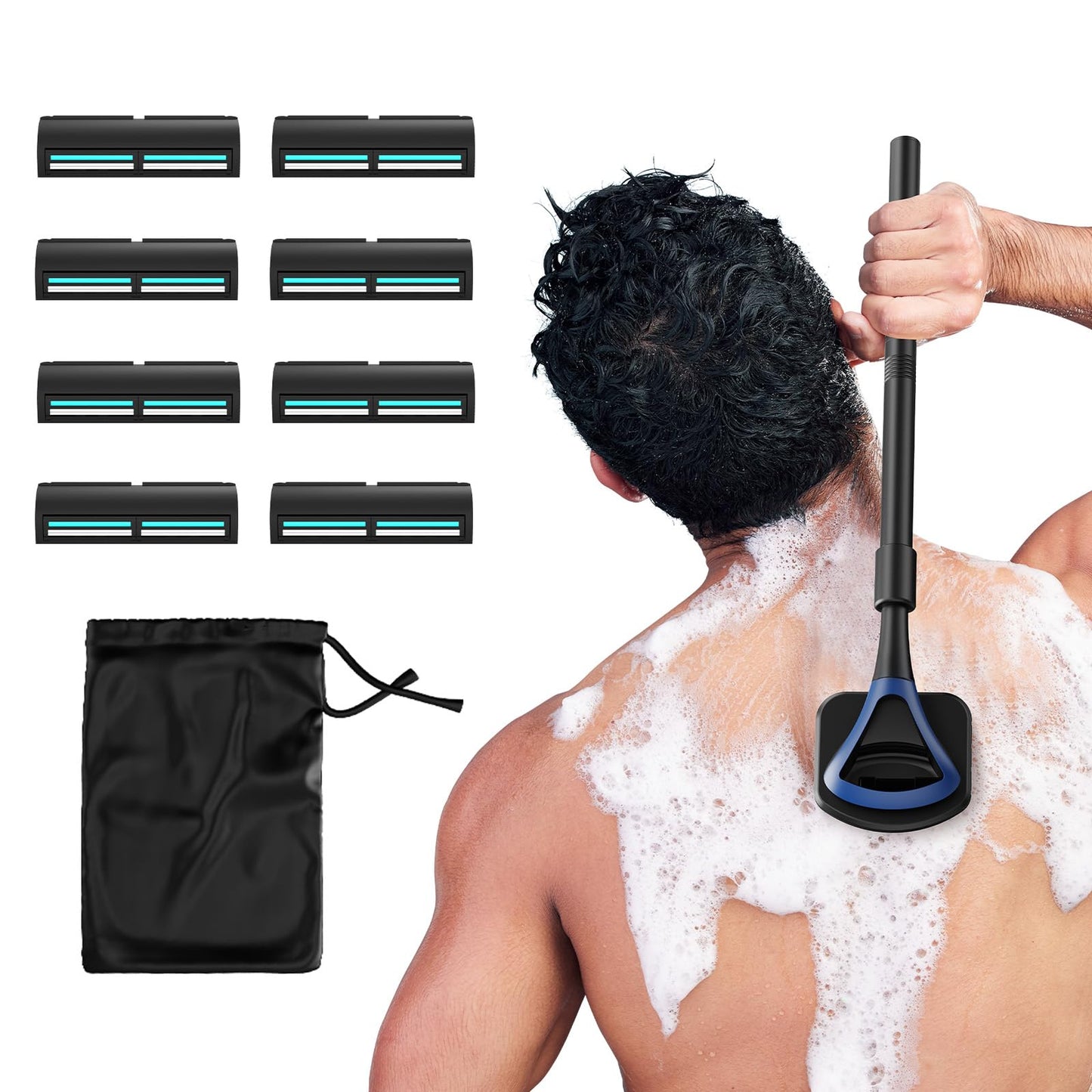 ZOMU Back Shavers for Men:Back Hair Shaver and Body Shavers for Men with Safety Blade Technology & Ergonomic DIY Long Handle, Wet or Dry Shaving Beauty and Personal Care ZOMU
