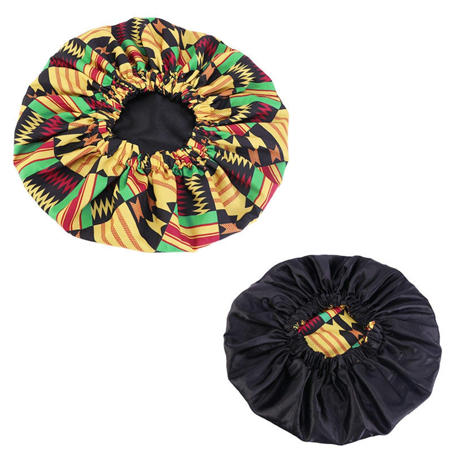 Qianmome Women Double-Layer Extra Large Print Satin Bonnet Sleep Cap African Pattern Fabric Ankara Bonnets Beauty and Personal Care Qianmome