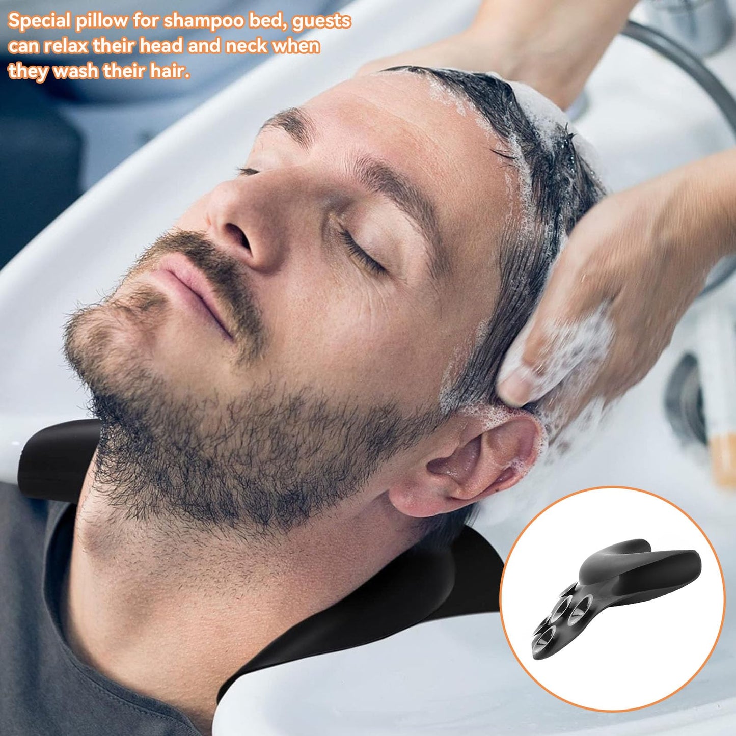 Shampoo Bowl Neck Rest with Suction Cup, Curved Silicone Neck Pillow Wash Sink Basin Headrest Tool Bathtub Hair Washing Neck Support Cushion for Hair Beauty and Personal Care Agatige