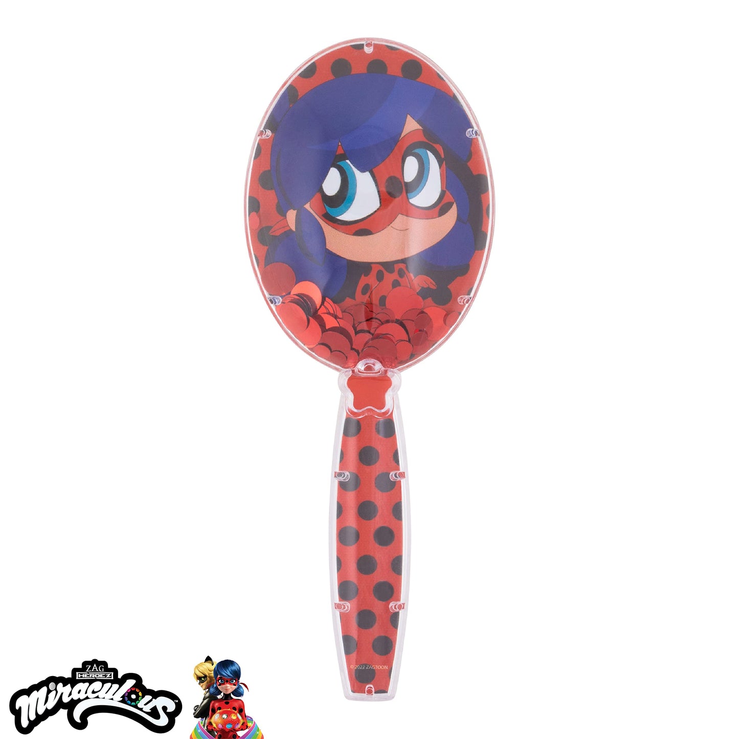 Miraculous Ladybug Confetti Hair Brush - Kids Sparkling Stars Brush Ages 3+ Beauty & Personal Care LUV HER