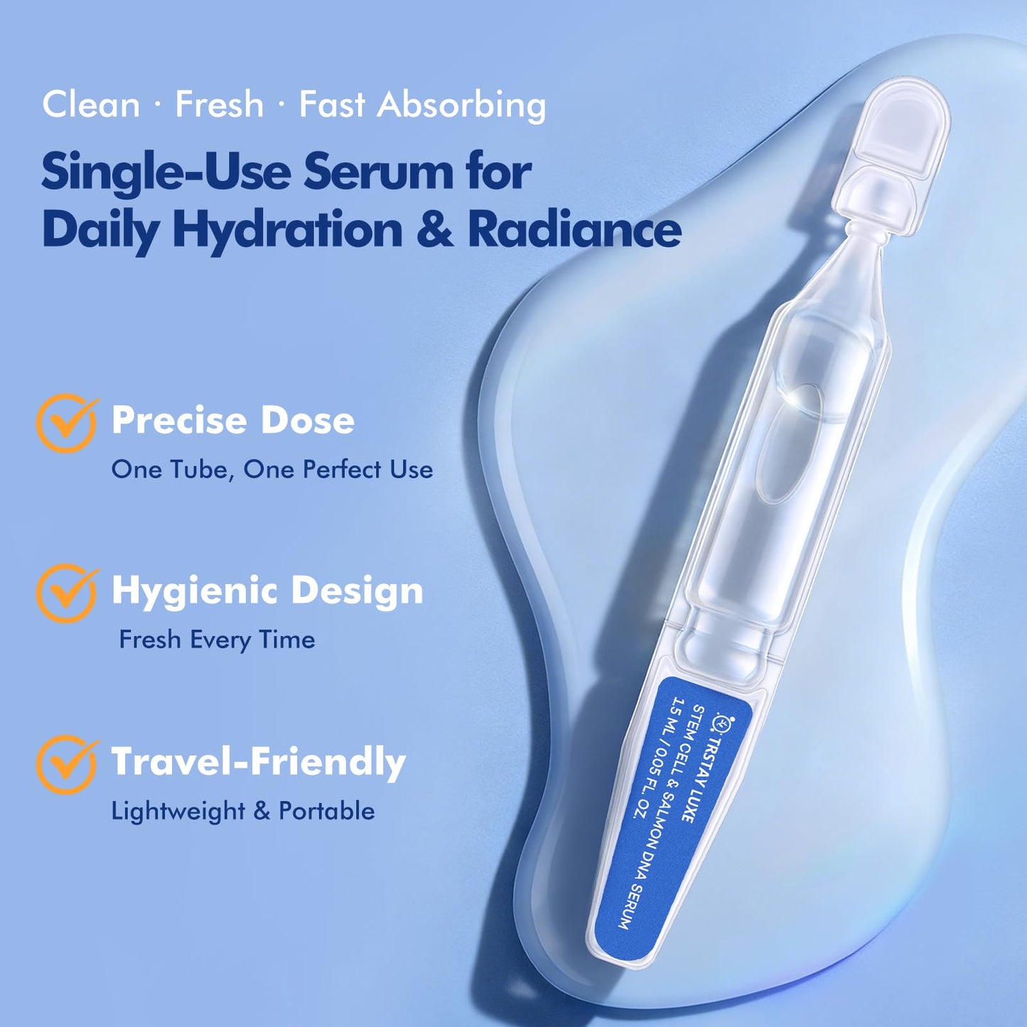 TRSTAY LUXE Stem Cell & Salmon DNA PDRN Serum - Microneedling Aftercare Anti-Aging Face Serum with Peptides & Hyaluronic Acid - 1.5 mL × 30 Vials Beauty & Personal Care TRSTAY LUXE