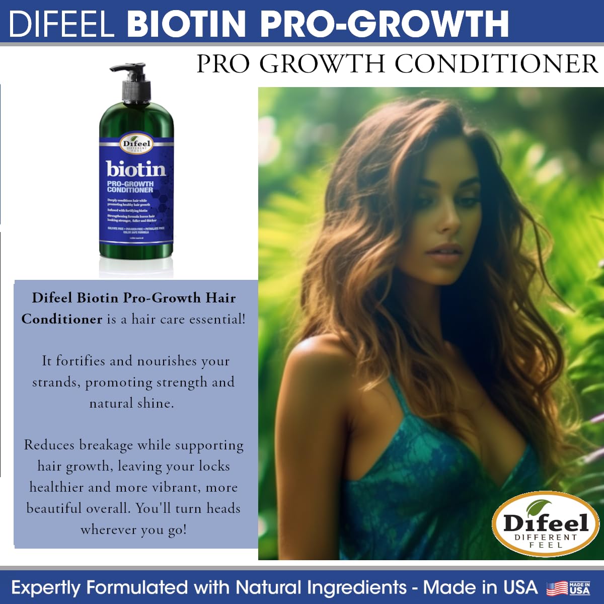 Difeel Pro-Growth Biotin Shampoo & Conditioner 2-PC Gift Set - Thinning Hair & Hair Loss, Paraben Free Beauty & Personal Care Difeel