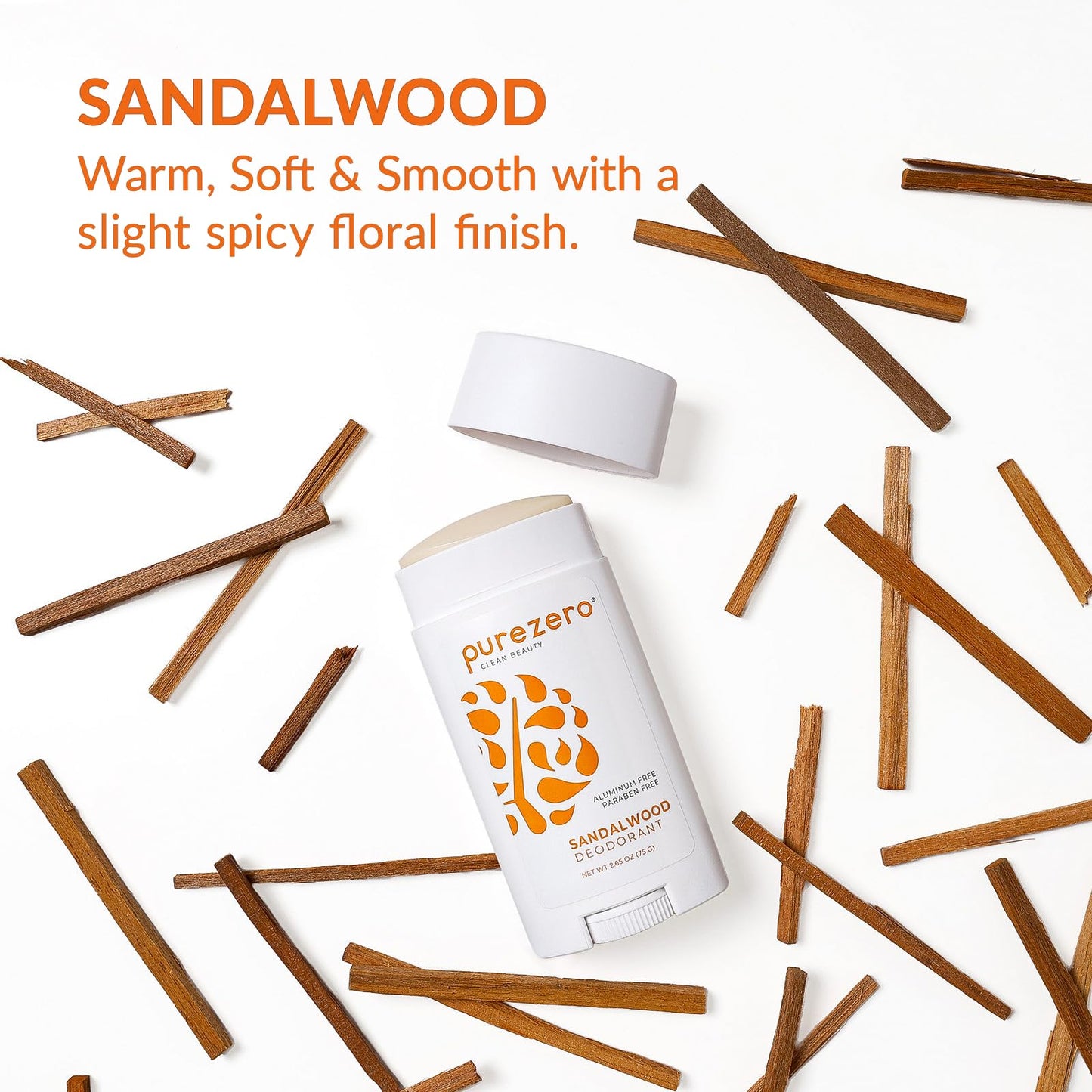 Purezero Deodorant - SANDALWOOD - Aluminum & Paraben Free with Baking Soda and 24-Hour Odor Protection - For Women & Men - Infused with Shea Butter Beauty and Personal Care Purezero
