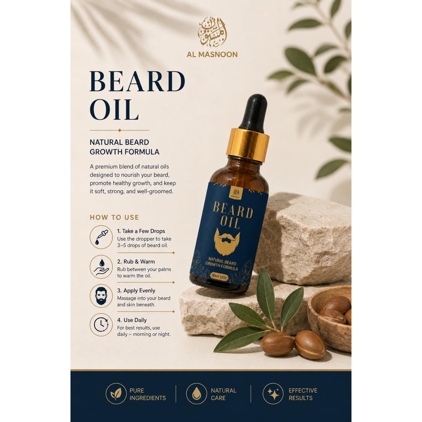 al masnoon Beard Oil 30Ml (Pack Of 1) Beauty and Personal Care al masnoon