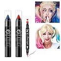 Face Paint Kit for Halloween Harley Quinn Cosplay Party Makeup for Women Girls, Red & Blue Face Body Painting Cream Blendable Sticks Red Liquid Beauty & Personal Care obullights