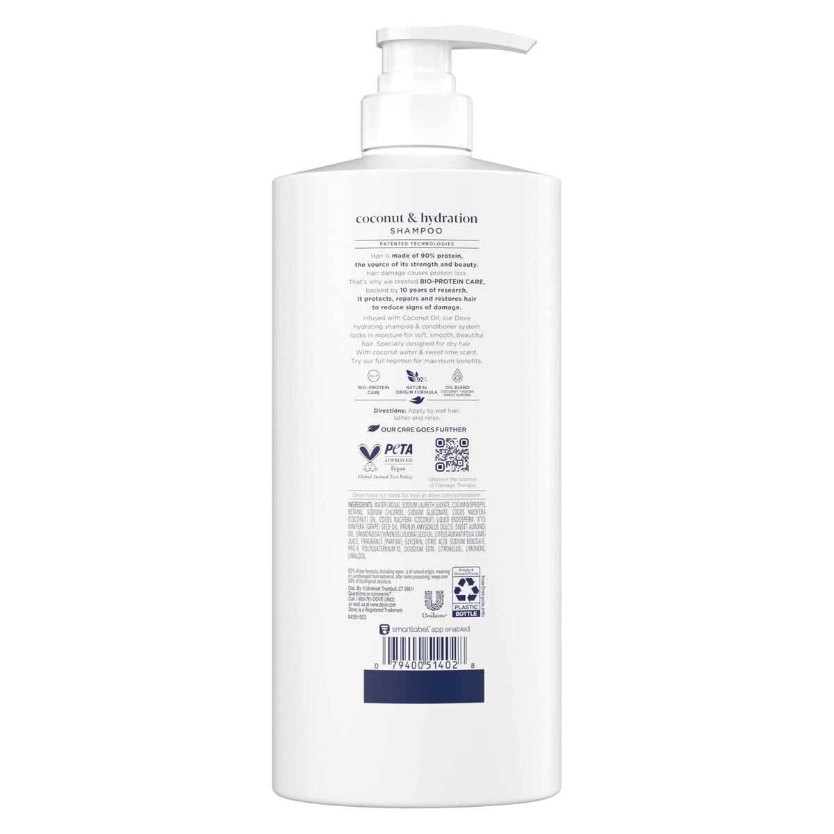 Dove Shampoo Coconut & Hydration for Dry Hair with Bio-Protein Care Technology and Coconut Oil 28 Fl Oz Beauty & Personal Care Dove
