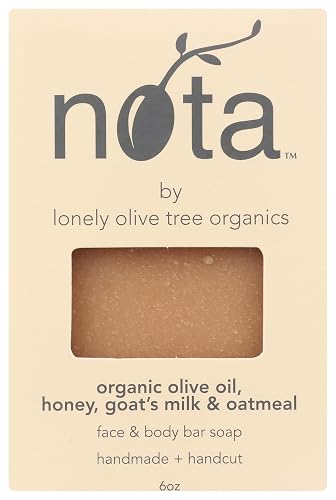 Nota Face & Body Bar Soap, Organic Olive Oil, Honey, Goat's Milk & Oatmeal, 6 Ounce (Pack of 1) Beauty & Personal Care Nota