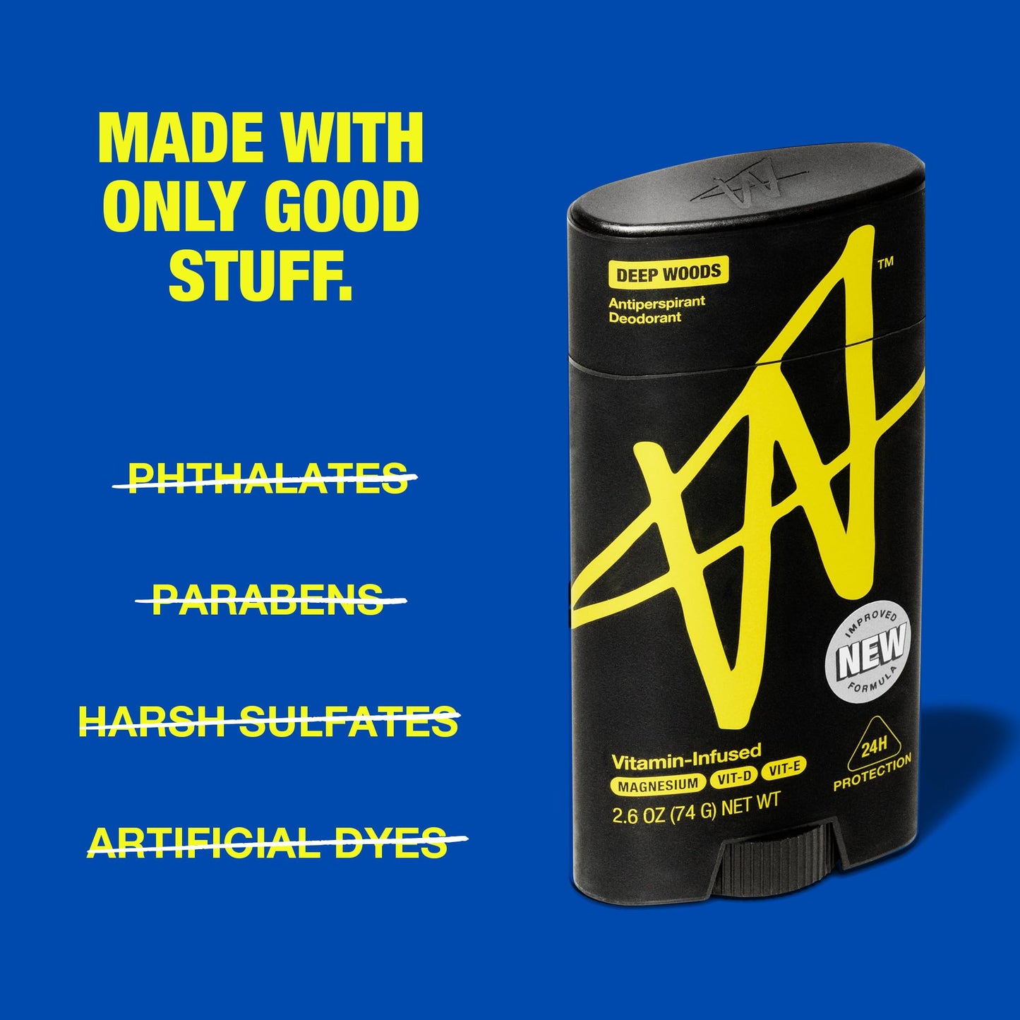W By Jake Paul Men's Antiperspirant, 24 Hour Sweat Protection & Odor Blocking, Vitamin-Infused New Formula, Deodorant for Men, Deep Woods Scent, 2.6 Beauty and Personal Care W