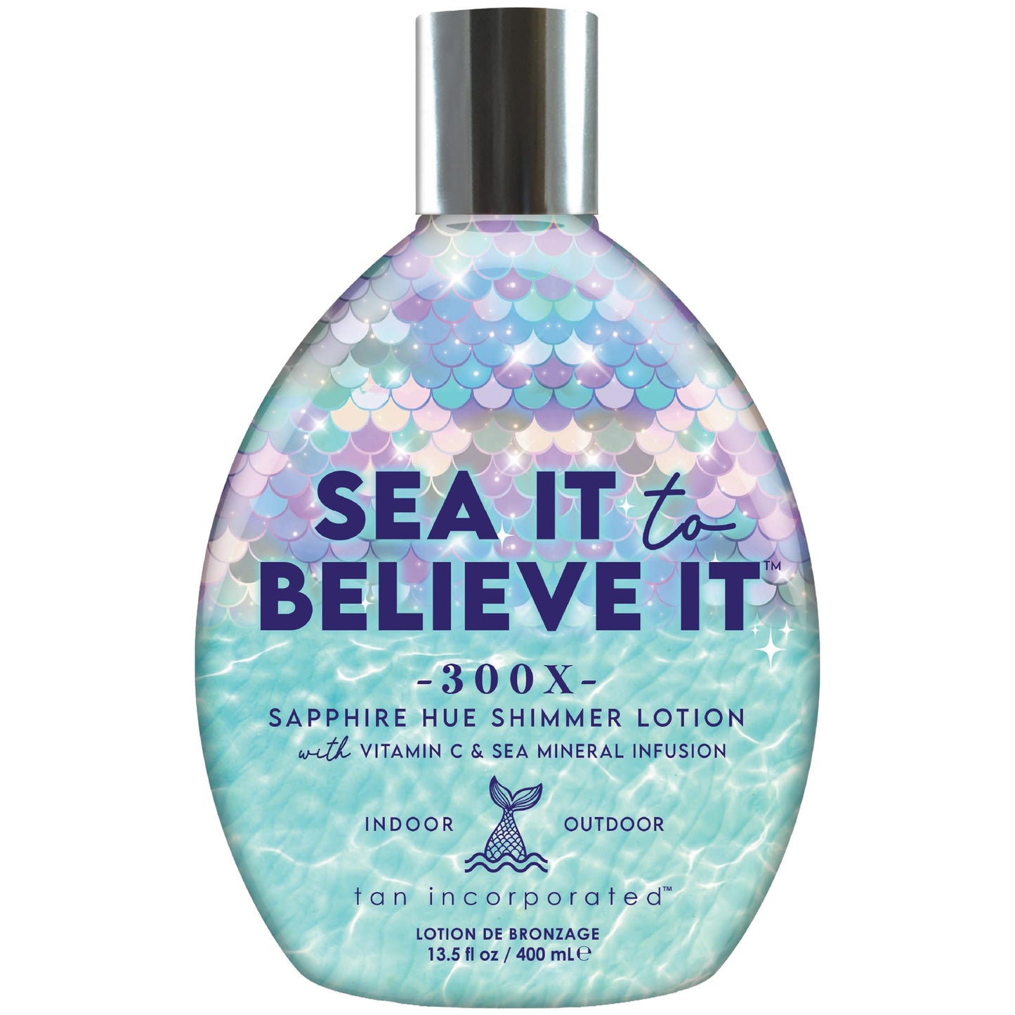 Tan Inc Sea It To Believe It Tanning Lotion, 300X Sapphire Hue Anti-Orange Shimmer with Vitamin C, Sea Minerals & Carrot Oil, 13.5 Fl Oz Beauty & Personal Care Brown Sugar